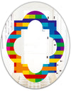 Rainbow colors simple geometric pattern. - Modern Round or Oval Wall Mirror - Quatrefoil