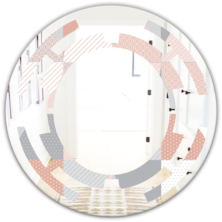 Round geometric textured pattern - Modern Round or Oval Wall Mirror - Space