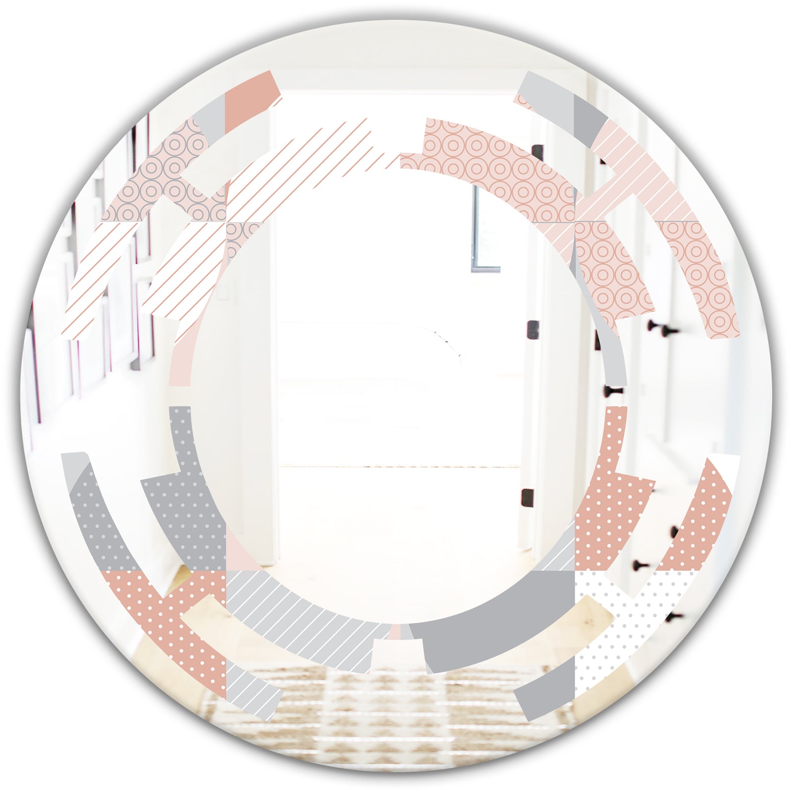 Round geometric textured pattern - Modern Round or Oval Wall Mirror - Space