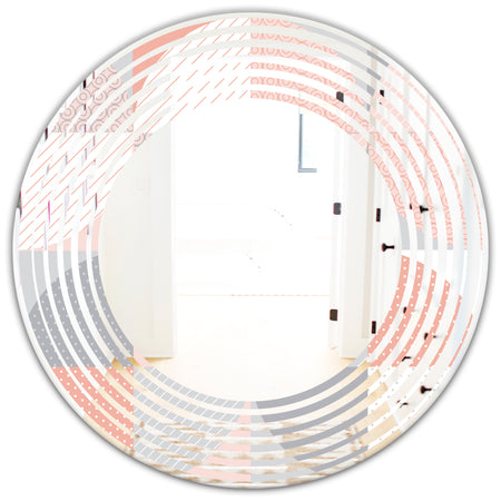 Round geometric textured pattern - Modern Round or Oval Wall Mirror - Wave