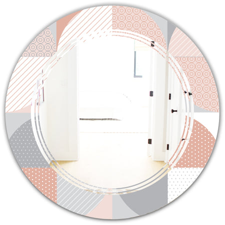 Round geometric textured pattern - Modern Round or Oval Wall Mirror - Triple C