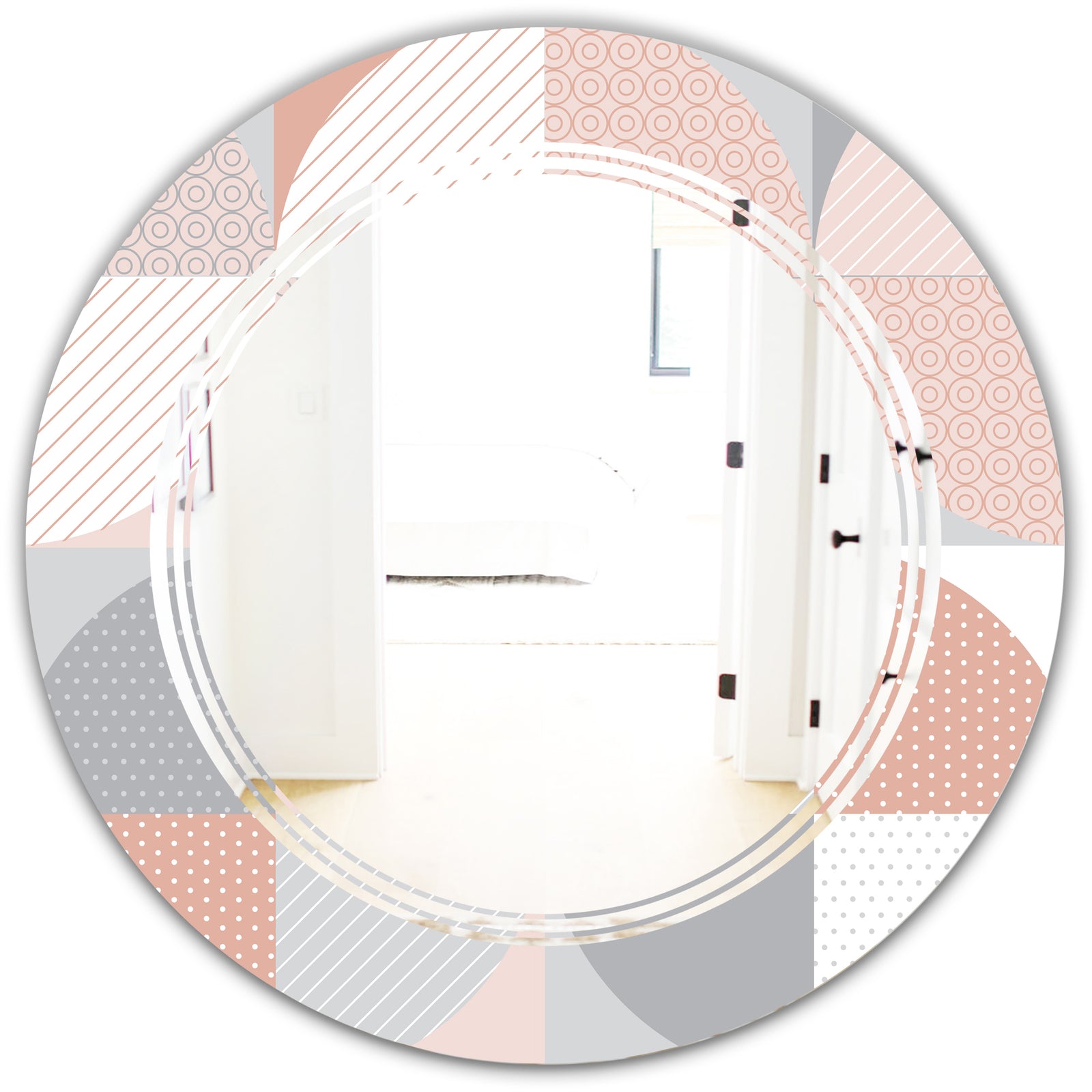 Round geometric textured pattern - Modern Round or Oval Wall Mirror - Triple C