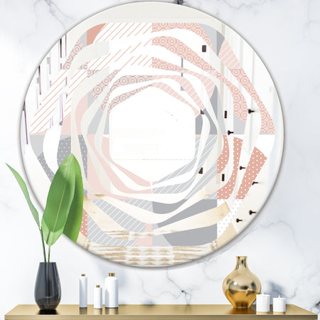 Round geometric textured pattern - Modern Round or Oval Wall Mirror - Whirl