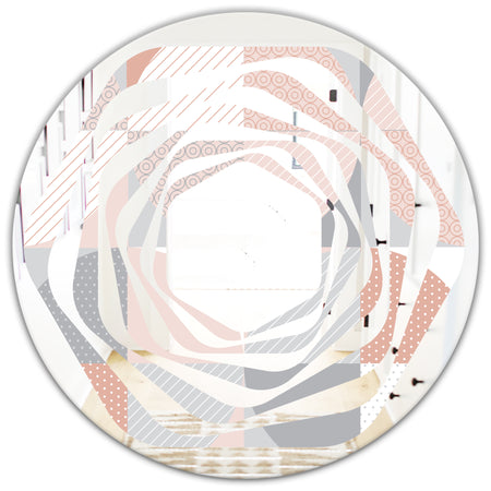 Round geometric textured pattern - Modern Round or Oval Wall Mirror - Whirl
