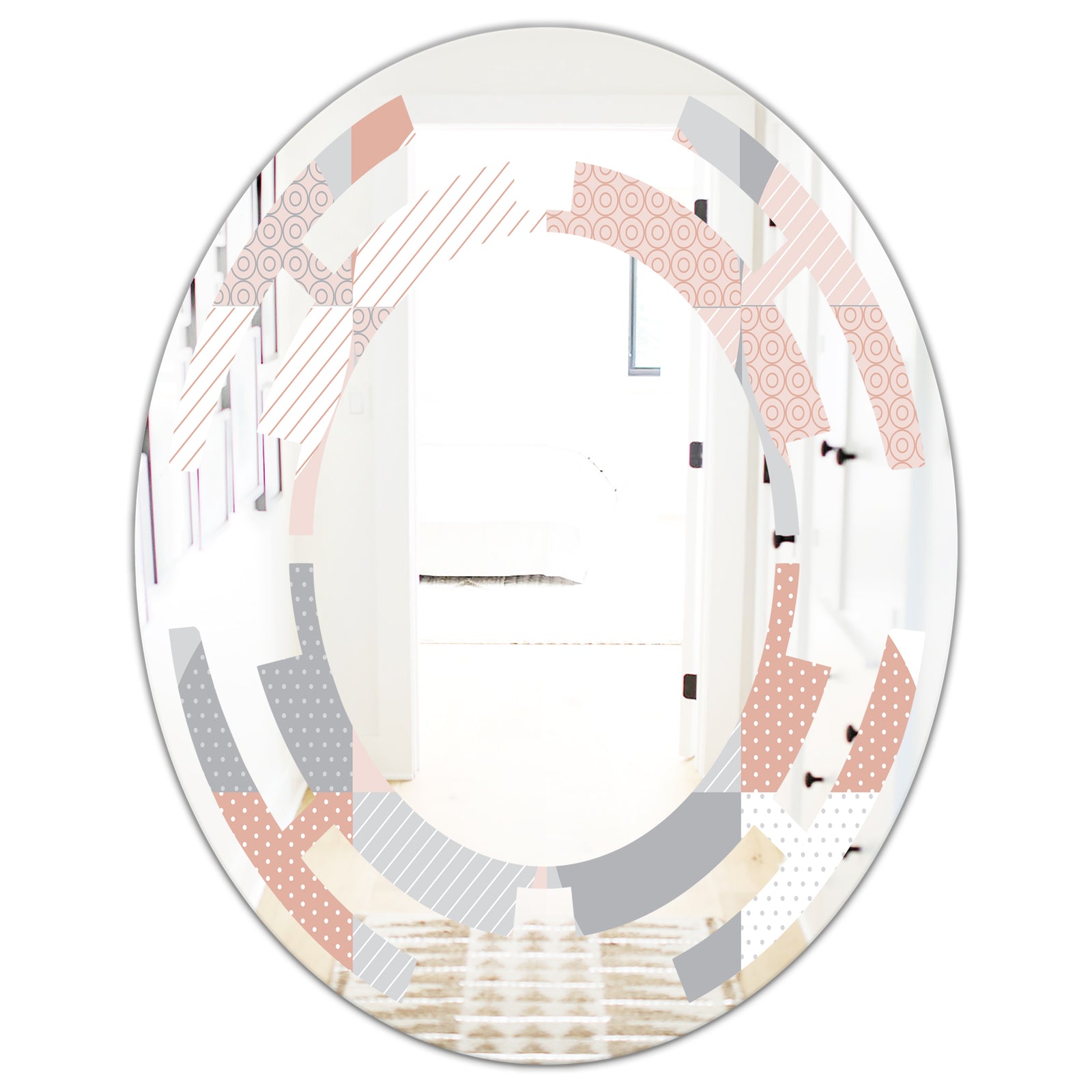 Round geometric textured pattern - Modern Round or Oval Wall Mirror - Space