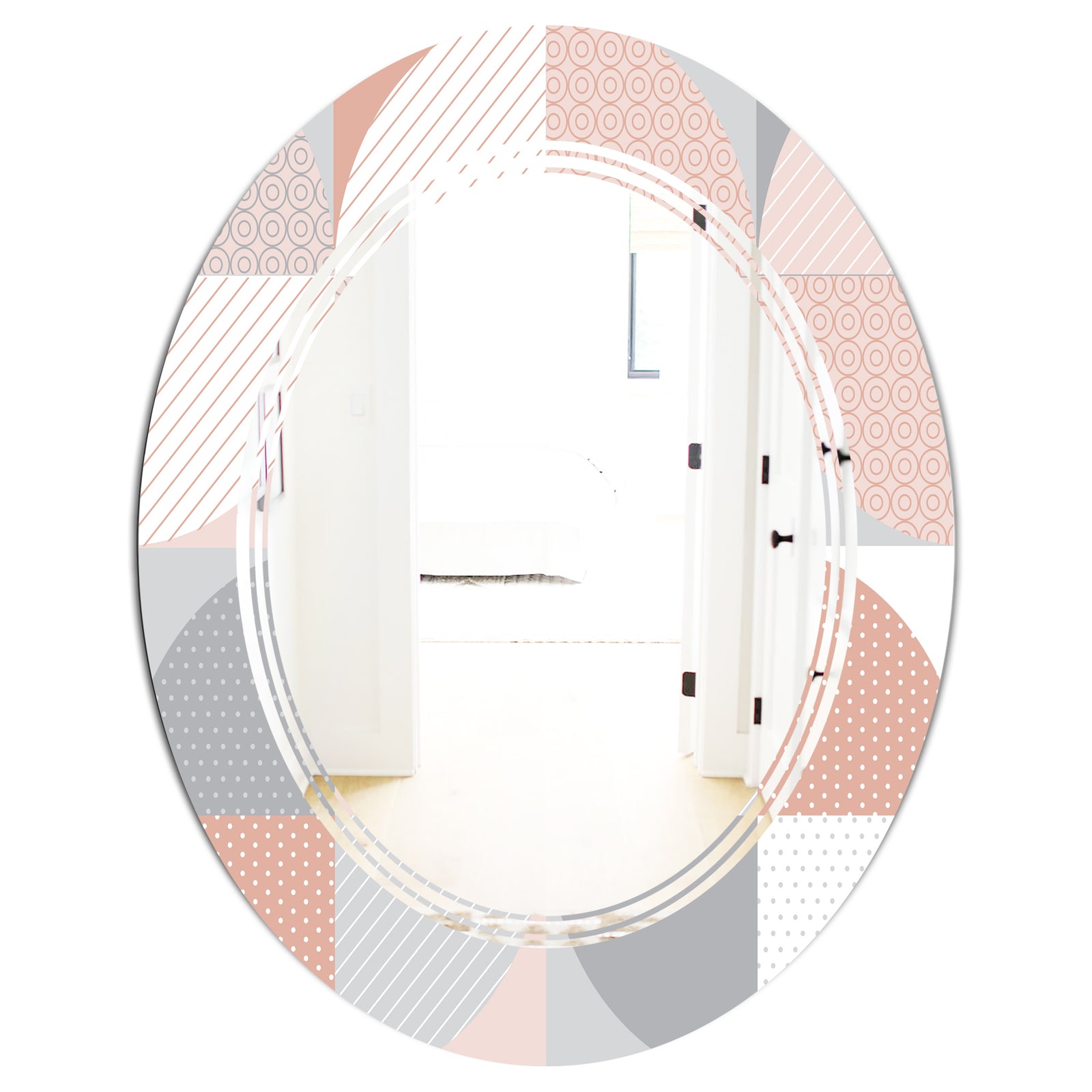 Round geometric textured pattern - Modern Round or Oval Wall Mirror - Triple C