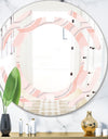 Pink Elegant Pastel Waves - Modern Round or Oval Wall Mirror - Space