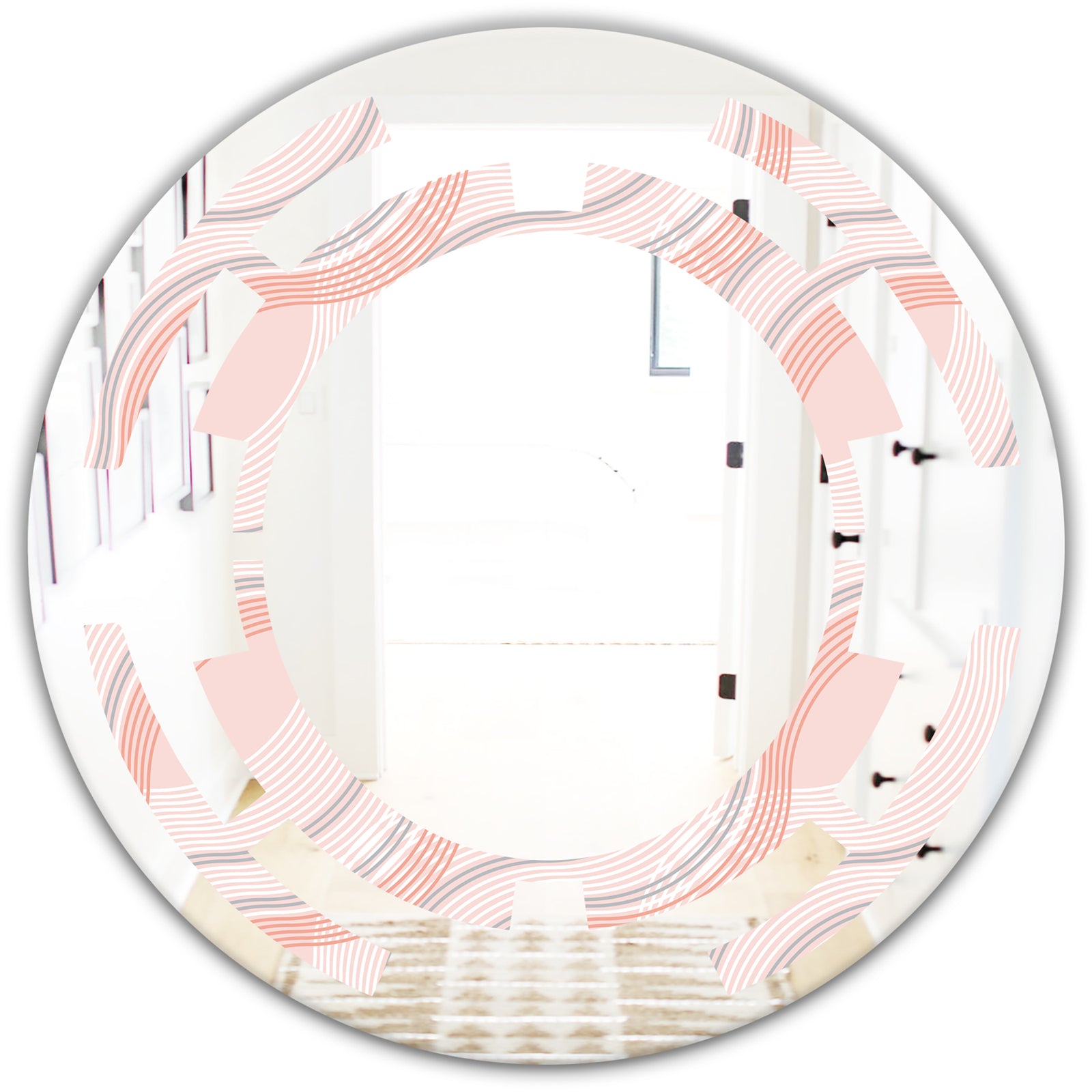 Pink Elegant Pastel Waves - Modern Round or Oval Wall Mirror - Space