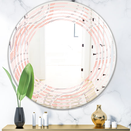 Pink Elegant Pastel Waves - Modern Round or Oval Wall Mirror - Wave