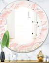 Pink Elegant Pastel Waves - Modern Round or Oval Wall Mirror - Leaves