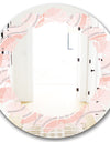 Pink Elegant Pastel Waves - Modern Round or Oval Wall Mirror - Leaves