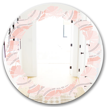 Pink Elegant Pastel Waves - Modern Round or Oval Wall Mirror - Leaves