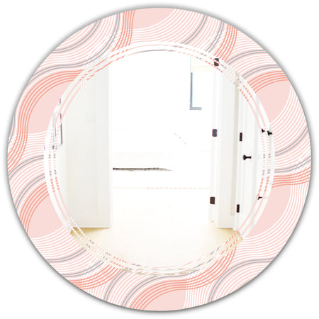 Pink Elegant Pastel Waves - Modern Round or Oval Wall Mirror - Triple C
