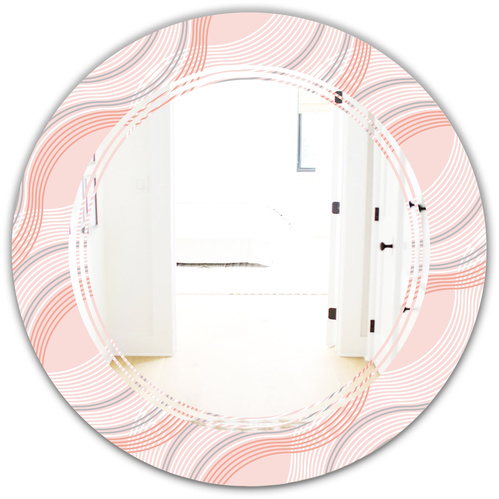Pink Elegant Pastel Waves - Modern Round or Oval Wall Mirror - Triple C