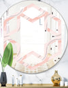 Pink Elegant Pastel Waves - Modern Round or Oval Wall Mirror - Hexagon Star