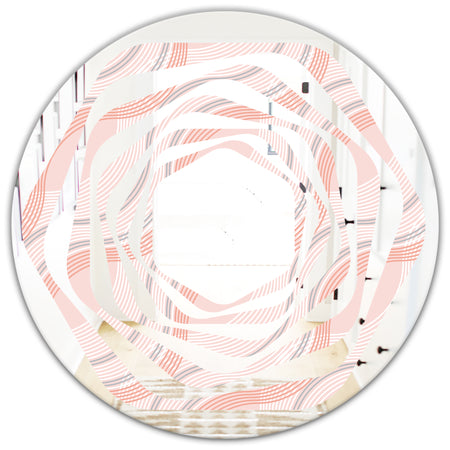 Pink Elegant Pastel Waves - Modern Round or Oval Wall Mirror - Whirl