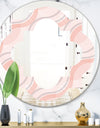 Pink Elegant Pastel Waves - Modern Round or Oval Wall Mirror - Quatrefoil