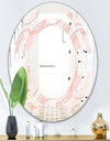 Pink Elegant Pastel Waves - Modern Round or Oval Wall Mirror - Space