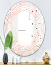 Pink Elegant Pastel Waves - Modern Round or Oval Wall Mirror - Wave