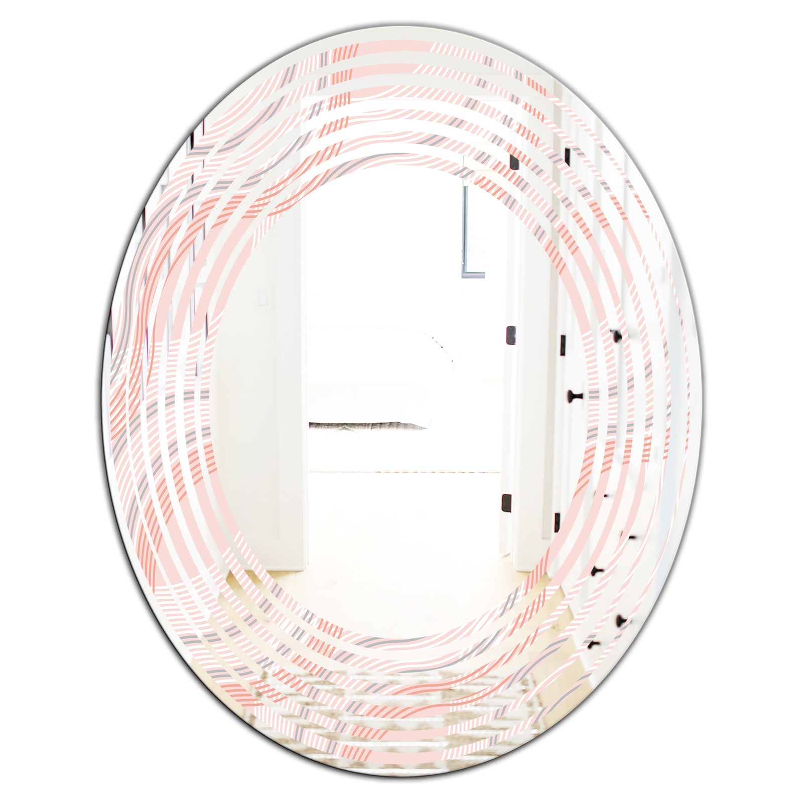 Pink Elegant Pastel Waves - Modern Round or Oval Wall Mirror - Wave