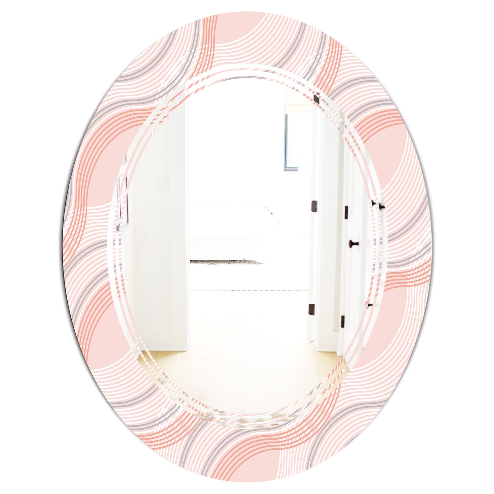 Pink Elegant Pastel Waves - Modern Round or Oval Wall Mirror - Triple C