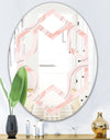 Pink Elegant Pastel Waves - Modern Round or Oval Wall Mirror - Hexagon Star