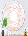 Pink Elegant Pastel Waves - Modern Round or Oval Wall Mirror - Whirl