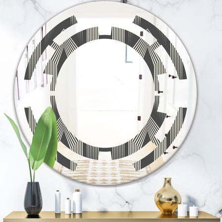 Mimimal Black and White Design III - Modern Round or Oval Wall Mirror - Space