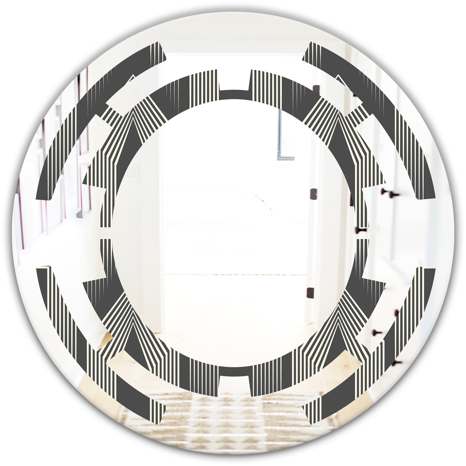 Mimimal Black and White Design III - Modern Round or Oval Wall Mirror - Space