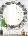 Mimimal Black and White Design III - Modern Round or Oval Wall Mirror - Leaves