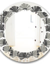 Mimimal Black and White Design III - Modern Round or Oval Wall Mirror - Leaves