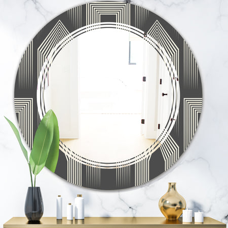 Mimimal Black and White Design III - Modern Round or Oval Wall Mirror - Triple C