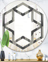 Mimimal Black and White Design III - Modern Round or Oval Wall Mirror - Hexagon Star