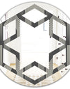 Mimimal Black and White Design III - Modern Round or Oval Wall Mirror - Hexagon Star