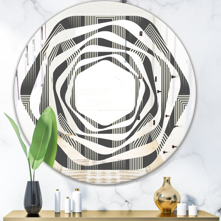 Mimimal Black and White Design III - Modern Round or Oval Wall Mirror - Whirl