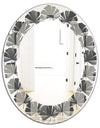 Mimimal Black and White Design III - Modern Round or Oval Wall Mirror - Leaves