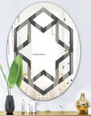 Mimimal Black and White Design III - Modern Round or Oval Wall Mirror - Hexagon Star