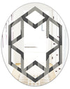 Mimimal Black and White Design III - Modern Round or Oval Wall Mirror - Hexagon Star