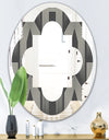 Mimimal Black and White Design III - Modern Round or Oval Wall Mirror - Quatrefoil