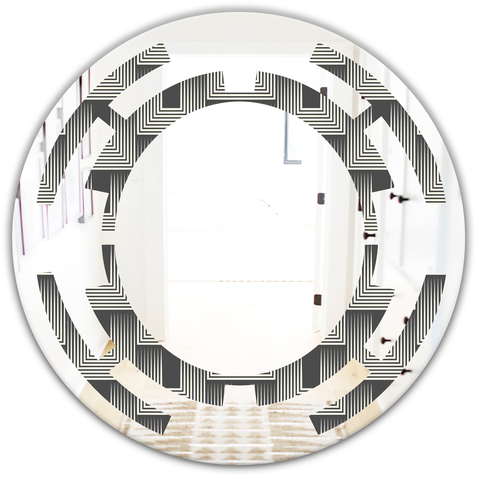 Mimimal Black and White Design I - Modern Round or Oval Wall Mirror - Space