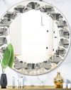 Mimimal Black and White Design I - Modern Round or Oval Wall Mirror - Leaves