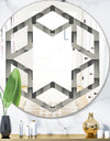 Mimimal Black and White Design I - Modern Round or Oval Wall Mirror - Hexagon Star