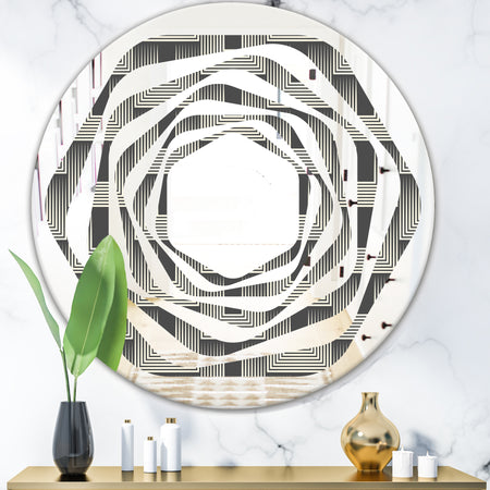 Mimimal Black and White Design I - Modern Round or Oval Wall Mirror - Whirl
