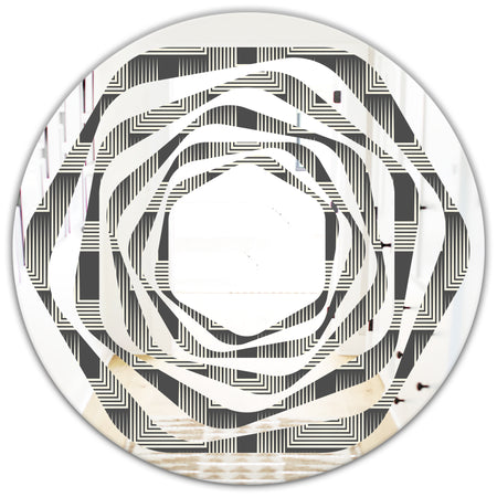 Mimimal Black and White Design I - Modern Round or Oval Wall Mirror - Whirl