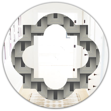 Mimimal Black and White Design I - Modern Round or Oval Wall Mirror - Quatrefoil