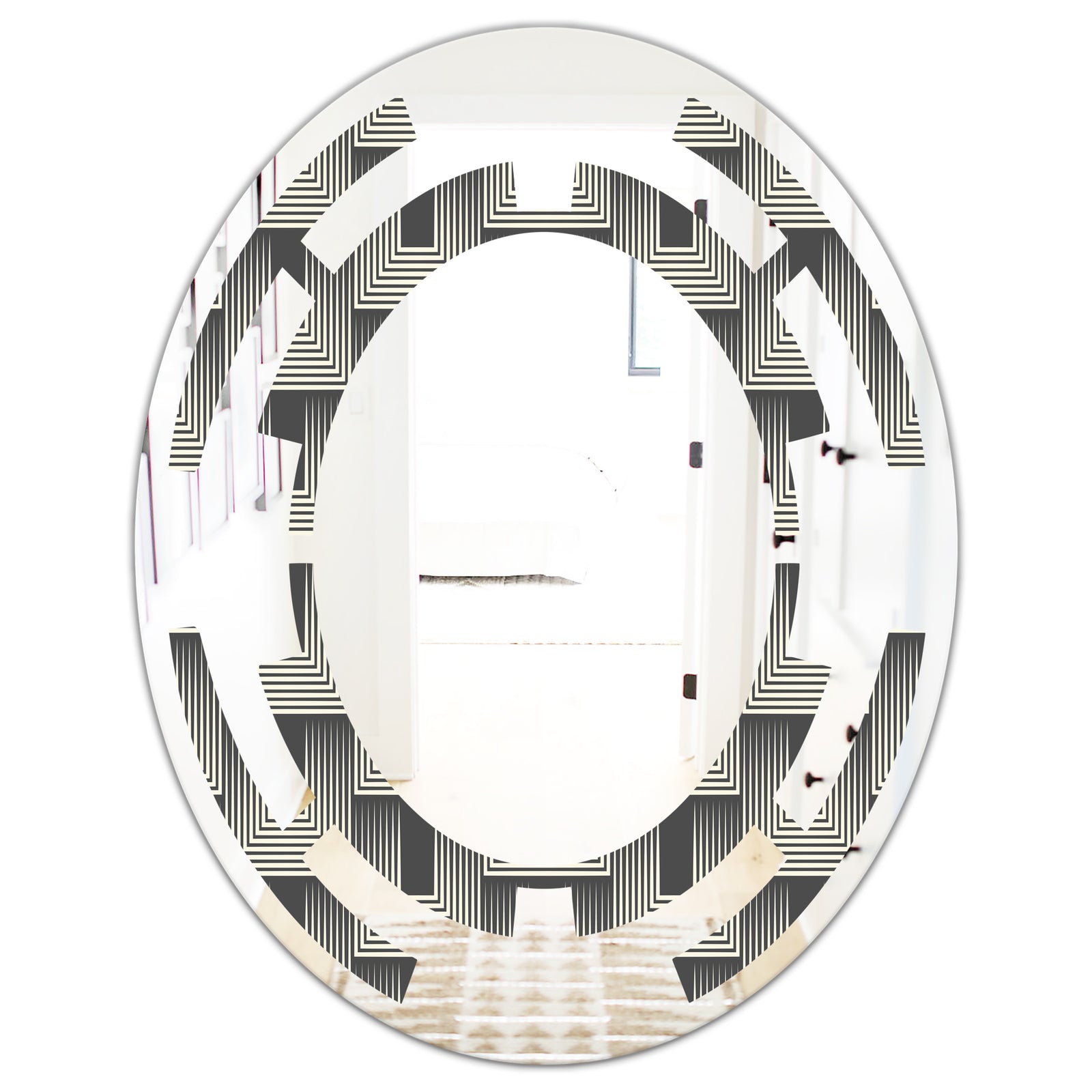 Mimimal Black and White Design I - Modern Round or Oval Wall Mirror - Space