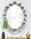 Mimimal Black and White Design I - Modern Round or Oval Wall Mirror - Leaves