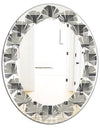 Mimimal Black and White Design I - Modern Round or Oval Wall Mirror - Leaves