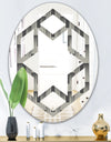 Mimimal Black and White Design I - Modern Round or Oval Wall Mirror - Hexagon Star