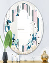 Retro Handdrawn Lilies - Modern Round or Oval Wall Mirror - Quatrefoil